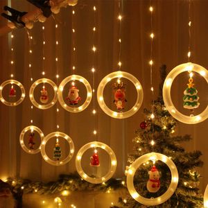USB Lumière De Noël LED Fée Guirlande Lumineuse Vacances Navidad Décoration Led Guirlande Lumineuse Guirlande Rideau Boutique Fenêtre Décor À La Maison 211012