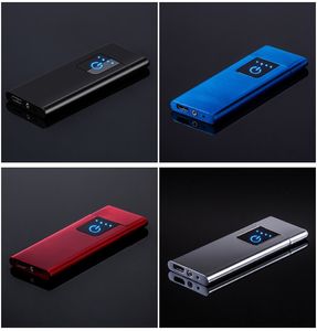 Briquets ultra-minces colorés USB Design innovant Chargement de l'état de la batterie Détection d'empreintes digitales pour la cigarette Pipe Bong