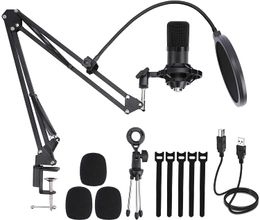 USB-condensor Microphone Kit, Podcast Mic For Computer, Streaming, Met Professional Sound Chipset Boom, Verstelbare Scissor Arm Studio