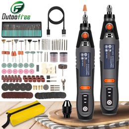 USB Draadloos roterend gereedschap Dremel Drill Gravure Pen Electric Mini Wireless Mini Wireless met accessoires Set 8500R21000RPM 240407