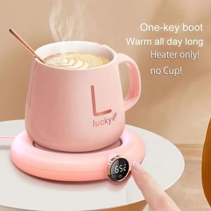 Chauffe-tasse USB Mini tasse à café portable dessous de verre chauffant affichage numérique intelligent réglage thermostatique chauffage de synchronisation pour thé au lait 240130