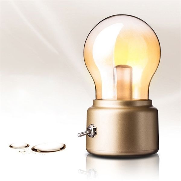 USB DC5V Batterie rechargeable Mood Luminaire Bureau Table Lights Vintage LED Ampoule Night Light Retro Portable Lampe de chevet 201028