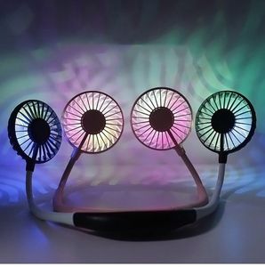 USB Double Tête Suspendue Cou Silencieux Portable Ventilateur Électrique De Poche Climatiseur Refroidisseur Ventilateur De Refroidissement D'été Table De Bureau UTILISATION À Domicile