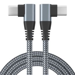 USB dubbele koptype C tot type C 90 graden rechthoek ellebooglaadkabel nylon gevlochten 60W snelle lader voor Huawei Xiaomi Samsung ZZ