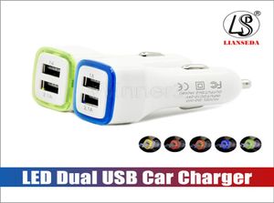 Usb double chargeur de voiture véhicule adaptateur d'alimentation Portable 5V 1A LED coloré pour téléphone Android pour X XR7014913