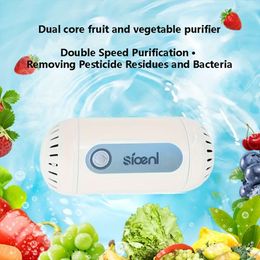 USB Dual Core Chargement sans fil Purificateur alimentaire multifonctionnel Nettoyant portable pour fruits et légumes élimine les résidus de pesticides Désinfecte les ingrédients ménagers - pour