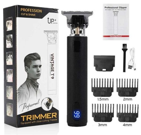 USB-Elektro-Haarschneidemaschine, kabelloser Rasierer, Trimmer für Männer, Friseur-Schneidemaschine, T-Outliner, Gold, Schwarz, T9 2201068575635