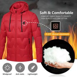 USB elektrisch verwarmde jas jas 8 uur verwarmende kap jas met lange mouwen winter warme kleding thermostaat waterdicht