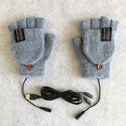 Guantes calefactables eléctricos USB Ciclismo Esquí Invierno Calentado Convertible Guante sin dedos Mitones de punto para mujeres Hombres Gants 240229