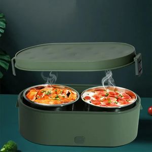 USB Elektrische Verwarmde Lunchboxen Rvs Draagbare Voedsel Warmer Auto Thuis Rijstkoker Bento Box 240109