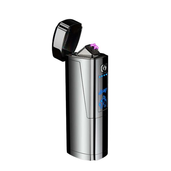 USB électrique plus léger imprimé digital touche le feu à feu double arc arc plus léger en métal à trait de cigarette en métal de cigarette Men cadeau