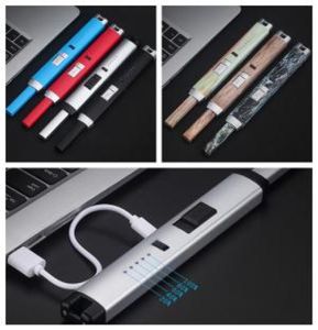 USB Electronic Kitchen Light 10 Colors Electric Rechargeable Metal Metal Long Arc Light Cigarette Lights OoA63123206694