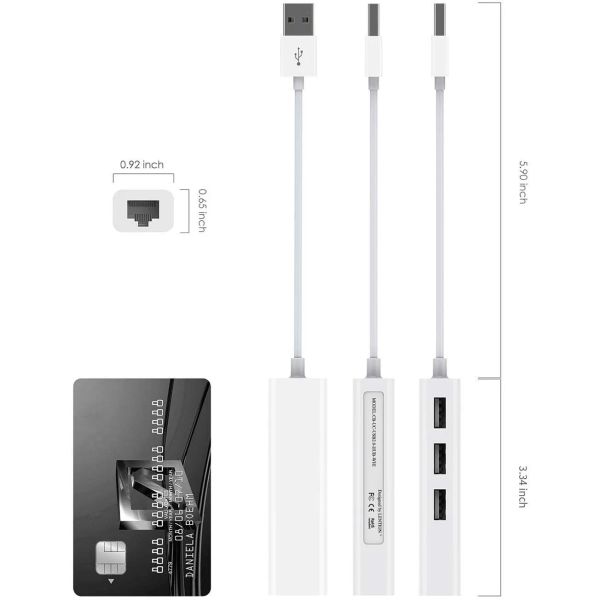 USB Ethernet Network Carte 3 ports USB 2,0 à haute vitesse à RJ45 Hub 10/100 Adaptateur Ethernet Free Driver USB Hub Lan pour MacBook Win