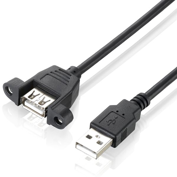 Câble d'extension USB avec montage sur panneau à vis mâle à femelle 30cm 50cm 1m 2m 3m 5m USB2.0 câbles étendus pour ordinateur