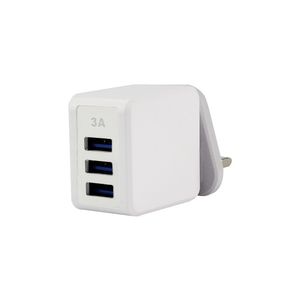 Chargeur rapide USB Réglementations européennes avec adaptateur d'alimentation à 3 ports Tête de prise 3A Certification CE/FCC/ROHS Blanc