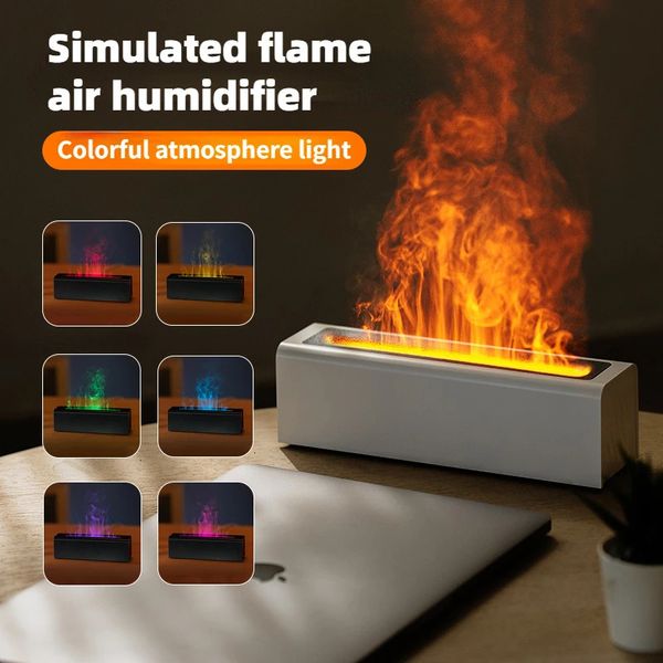 USB Flame Aroma Difusor Humidificador de aire Ultrasónico Cool Mist Maker Aromaterapia Lámpara de aceite esencial Difusor de fuego realista 240226
