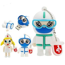 USB Flash Drive Cute Docteur Infirmière Pendrive Pendrive USB 2.0 Thumb Drives 128 Mo 1g 2G 4GB 8 Go Dentist Stick Stick Cle Cle USB