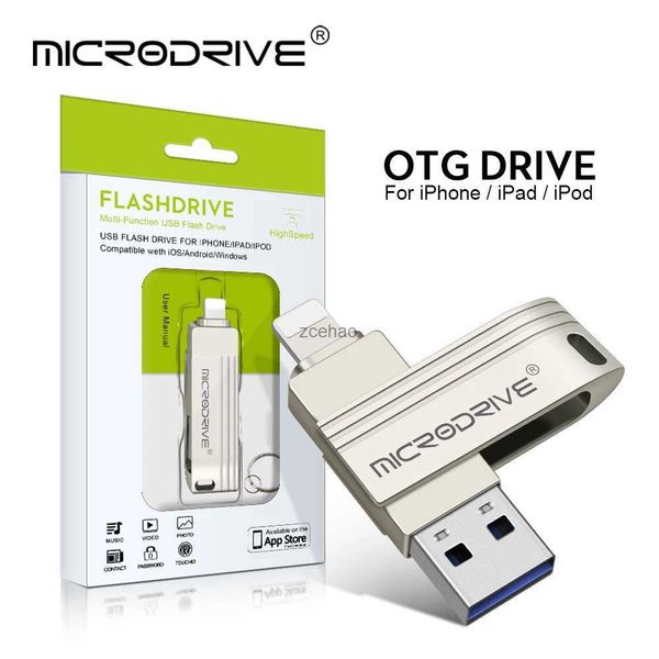 Clés USB Clé USB 3.0 OTG 2 en 1 pour iPhone 64 Go 128 Go 256 Go 512 Go USB vers clé USB en métal Lightning pour iPhone7/8/9/11/12/13/Ipad