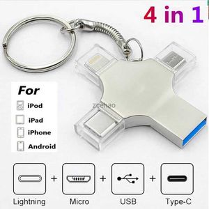 Unidades flash usb 4 em 1 tipo-c otg usb flash drive 2tb 3.0 pendrive 1tb vara usb 256gb de memória para iphone android pc 512 gb