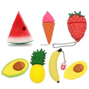 Clé USB Fruit USB Flash Drive 64 Go Dessin Animé Alimentaire Pen Drive 32 Go Fraise Avocat Mémoire Bâton Banane Pendrive Cadeau Créatif