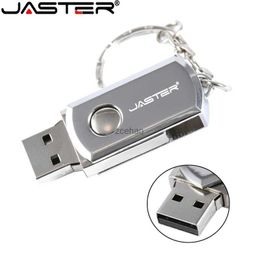 USB Flash Drives JASTER Metaal USB 2.0 Flash Drive 64GB FreeCustom Pen drive 32GB 16GB Geheugenstick met ketting Draaibaar Relatiegeschenk U schijf