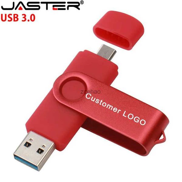 Unidades flash USB JASTER OTG USB 3,0 128GB unidad Flash USB 16GB 32GB memoria USB de dos caras para teléfono móvil Android 8GB memoria USB 64GB