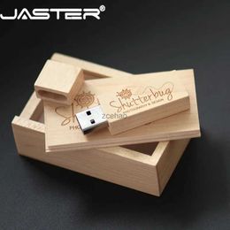 USB Flash Drives JASTER USB 2.0 klant houten + doos USB flash drive esdoornhout pendrive 4GB 16GB 32GB 64G U disk memory stick gratis verzending