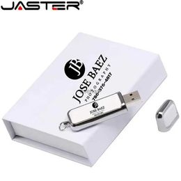 USB-flashstations JASTER Wit lederen USB-flashstation USB 2.0 4GB 8GB 16GB 32GB 64GB 128GB Geheugenstick met zwarte doosverpakking Op maat