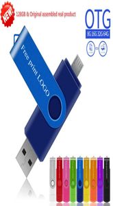 Clés USB OTG 128G 9 couleurs clé USB clé USB personnalisée 64 go pour smartphone spin logo MicroUSB personalizzabil7706076