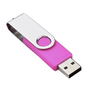 USB Flash Drives Roze Metaal Roterend 32Gb 2.0 Pen Drive Duimopslag Voldoende Memory Stick voor Pc Laptop Boek Tablet Drop Delivery Comp Otx80