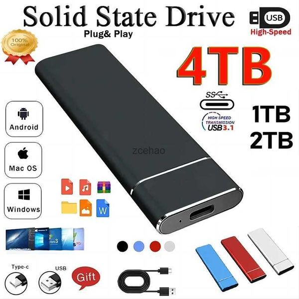 Unidades flash USB Unidad de estado sólido externa SSD1TB portátil Disco duro de 2TB Disco duro USB 3.1 tipo-c de alta velocidad para computadoras portátiles/PC/teléfonos/Mac