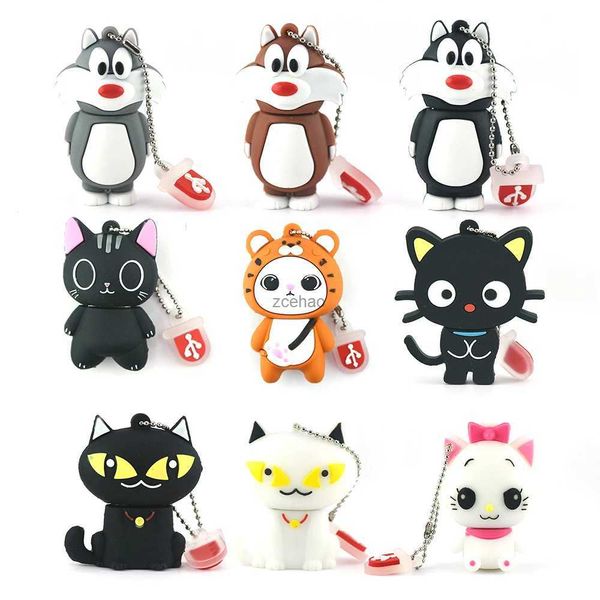 Unidades flash USB Unidad flash USB de dibujos animados lindo gatito 4 GB 8 GB U disco 16 GB animal gato negro 32 GB 64 GB 128 GB memoria USB regalo creativo