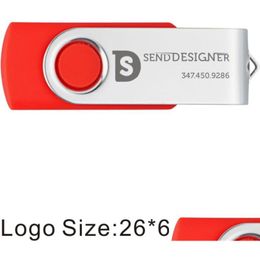 USB Flash Drives Wholesale 100pcs Logo personnalisé imprimé 512 Mo 2.0 Drive Metal pivotant personnalisé Stick Memory Memory pour l'ordinateur portable OT6LT
