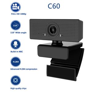 Webcam USB Full HD pour ordinateur PC Free Drive Web Camera 1080P Caméra d'appel vidéo avec micro antibruit 110 degrés grand angle H264
