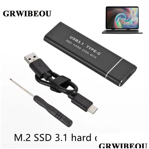 Gadgets USB Grwibeou 3.1 à M.2 SSD Mobile Hard Disk Box Type C Carte d'adaptateur Boîtier de boîtier externe pour M2 Sata Drop Livrot Calpe