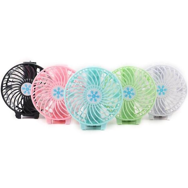 Gadgets USB Mango Fan Plegable Mini Carga Ventiladores eléctricos Copo de nieve Portátil Portátil para regalos de oficina en casa Caja al por menor 6 colores Drop Otvwg