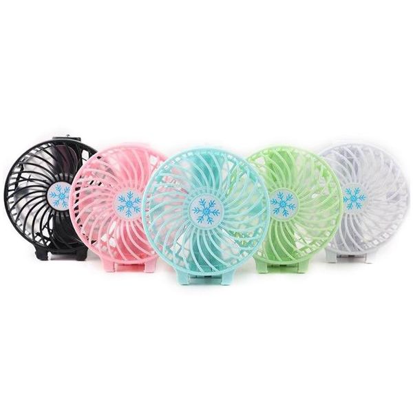 USB Gadgets Gandage ventilateur pliable mini chargement ventilateurs électriques Fabrics de neige Flake portable pour les cadeaux de bureau à domicile Boîte de vente au détail 6 couleurs Drop Otej2