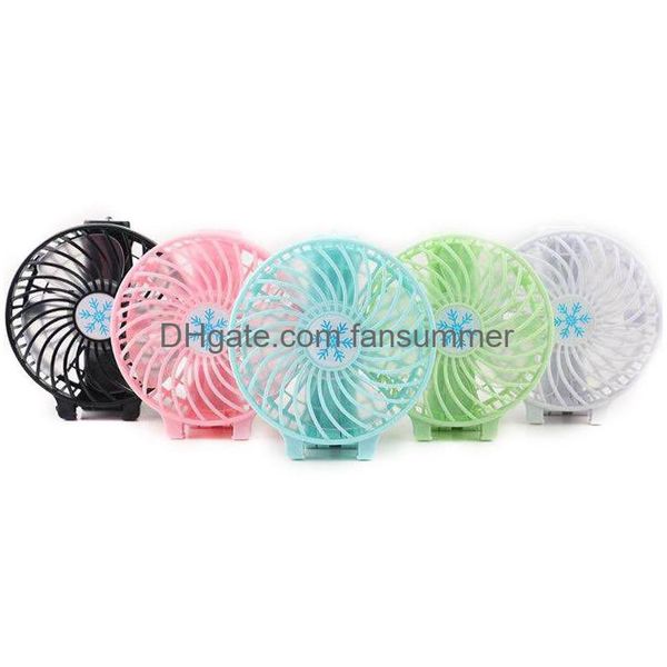 Usb Gadgets Poignée Ventilateur Pliable Mini Charge Ventilateurs Électriques Flocon De Neige De Poche Portable Pour Bureau À Domicile Cadeaux Retail Box 6 Couleurs Dr Dhycg