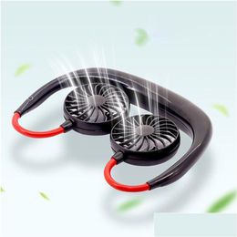 Gadgets usb mini ventilateur cool portable portable rechargeable couche de cou dezy suspendu le double refroidissement pour la vie quotidienne avec livraison de baisse de boîte de vente au détail C OTV8U