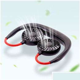 Gadgets USB Mini ventilateur cool portable tour de cou rechargeable paresseux suspendu double refroidissement pour la vie quotidienne avec boîte de vente au détail Dro Drop Delive Ot9Y7
