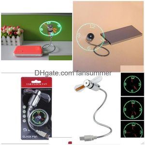 Usb Gadgets Mini Led Ventilateur Affichage De L'Horloge Temps De Clignotement Pour Pc Notebook Power Bank Chargeur Avec Ith Drop Delivery Computers Networking Dh01N