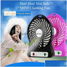 Usb Gadgets Mini Portable Fan Multifunctionele Oplaadbare Kids Tafel Led Licht 18650 Batterij Verstelbare 3Speed Cooling Drop Delive Dhebn