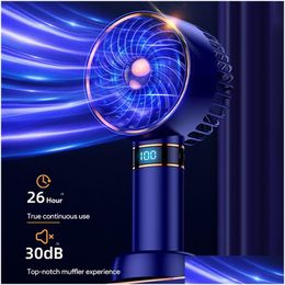 Gadgets USB Autre jardin de maison 5000mAh Rechargement ventilateur portable Handheld Mini Hand Hold petite poche avec des données Data Disply Table Stand Air Cond otmh5