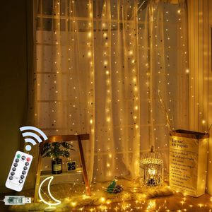 Guirlande USB LED rideau lumineux 3 m * 3 M 300 têtes décoration rideaux 8 modèles pour fête/noël/mariage DH9356