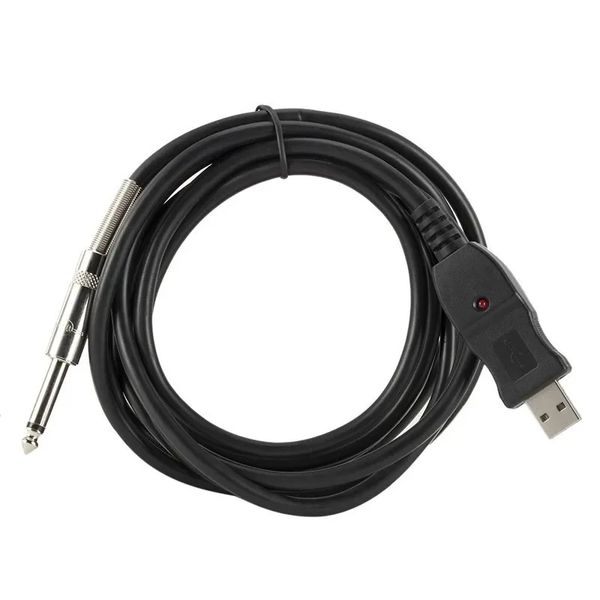 Câble de guitare USB pour une connexion facile de guitare ou de basse à l'ordinateur pour l'enregistrement et la conversion audio avec un adaptateur Jack 635 mm