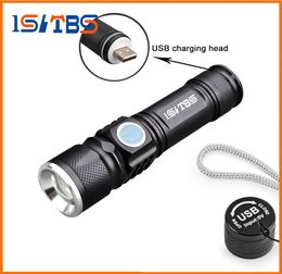 USB Handy LED LED Torcha USB Flash Flash Pocket LED Ligera recargable Lámpara Zoomable Buildin 16340 Batería para campamento de caza 8496115