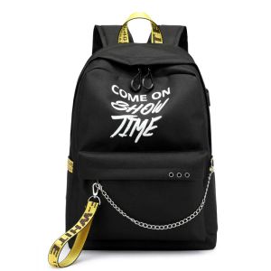 USB Hip Hop Ladies Backpack Off Fashion White Women Tassen Hoge kwaliteit Grote capaciteit Student Bag Casual Travel Backpacks