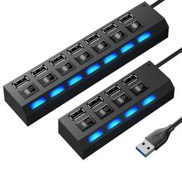 USB Hub 2.0 USB Splitter Multi Verschillende 4/7 Poorten Voedingsadapter Met Schakelaar Laptop Accessoires Voor PC