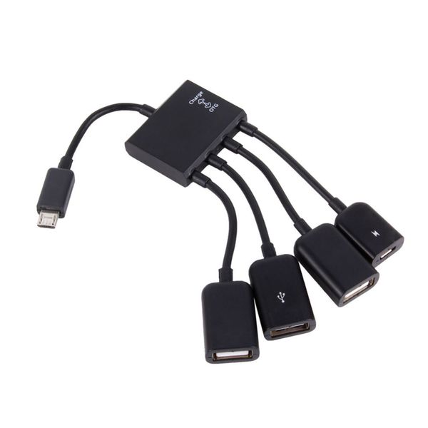 Freeshipping USB Hub 4 puertos Micro USB OTG Conector Spliter para teléfono inteligente Computadora Laptop Tablet PC Carga de energía USB Hub Cable Universal