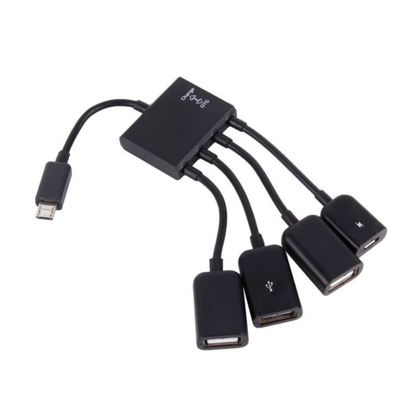 Hub USB de 4 puertos, conector Micro USB OTG, divisor para teléfono inteligente, ordenador, portátil, tableta, PC, carga de energía, Cable USB Hub 2655888